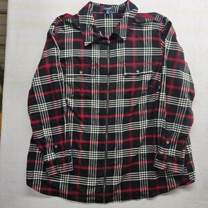 Chaps Red Black and White Plaid Button-Down Shirt